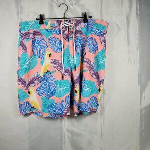 NO Boundaries Board Shorts Parrot Tropical Theme 3 Pockets Swim Trunk Men Sz 36